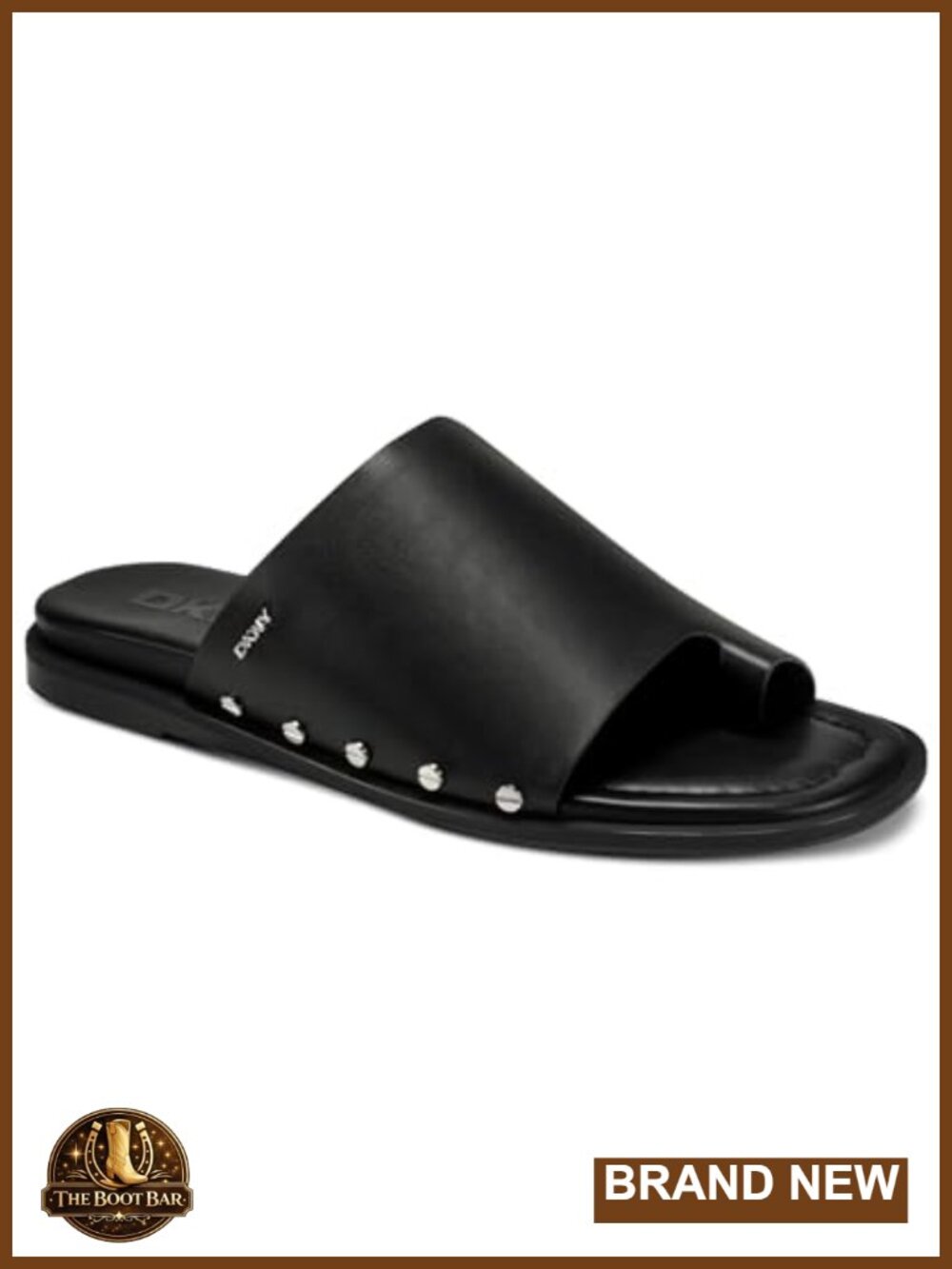 Women's Flat Sandals with Toe Loop and Stud Embellishments
